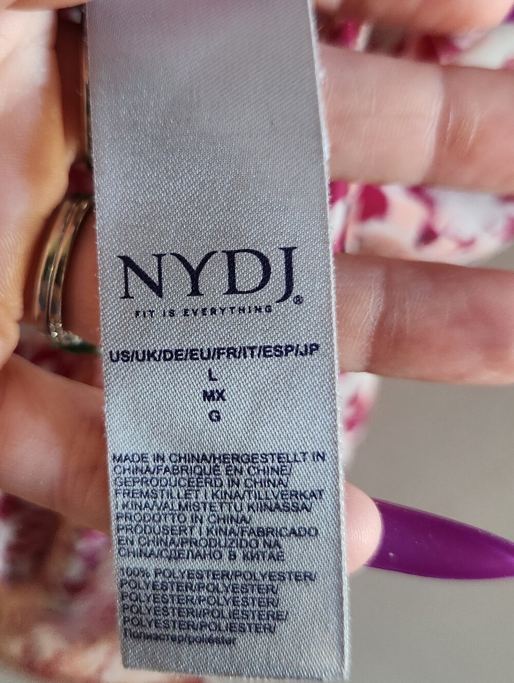 NYDJ Pink Floral Blouse L - Picture 4 of 4